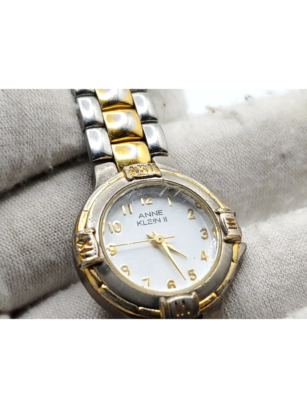 Anne Klein II Watch Women New Battery Two-Tone White Dial 23mm